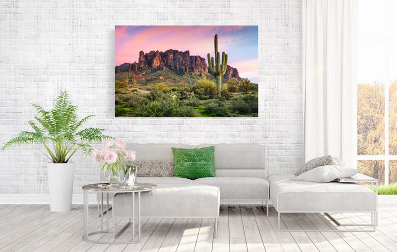 Southwest Print Arizona Sunset Desert Cacti Art Extra Large | Etsy