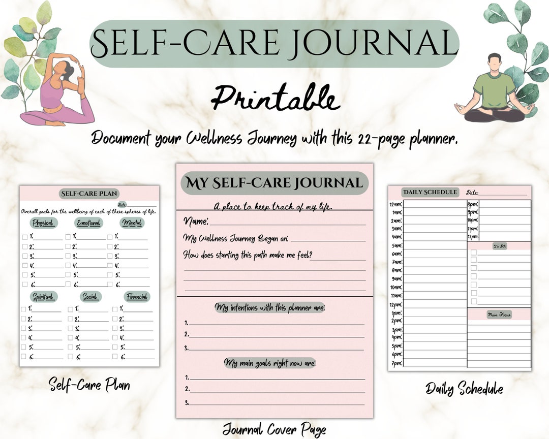 Self Care Journal. Self Care Planner. Printable Wellness Journal ...