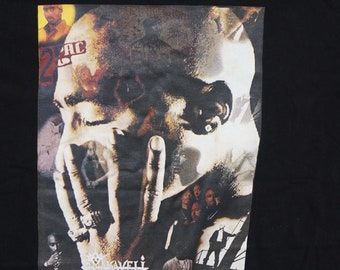 Vintage 2Pac Tupac Shakur OG SAAD Collection Hip Hop Męski Rozmiar 3X Czarny