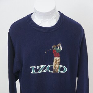 Vintage Izod Sweater with Graphic Golfer - Vintage Golfer Sweater - Navy Blue - Men&#39;s Medium
