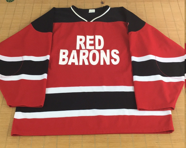Athletic Knit Snoopy Hockey Jersey Red Barons Johnson #10 Size XL