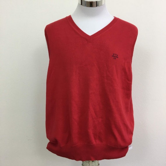 red polo sweater vest