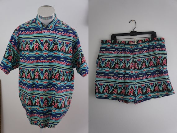 Original ACA Joe Button Down Shirt S S and Shorts 2 Piece Set