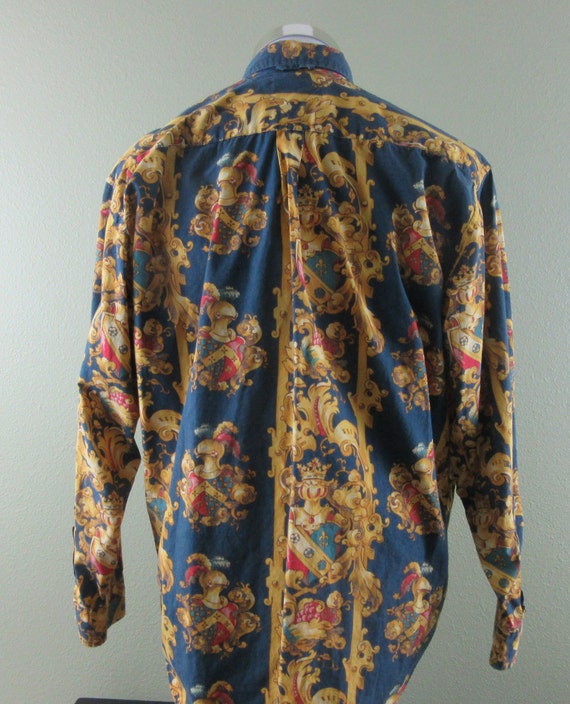 VTG 90s Tommy Hilfiger Knights All Over Print But… - image 4