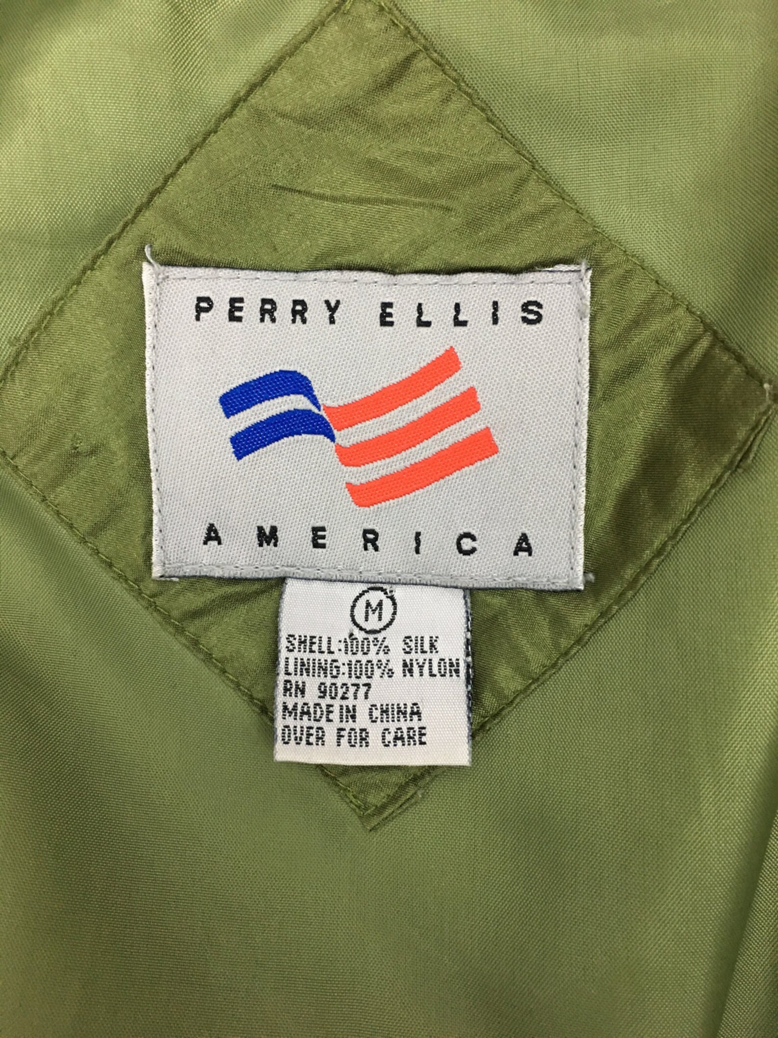 Vintage Perry Ellis Green Silk Full Zip Jacket Size Medium - Etsy