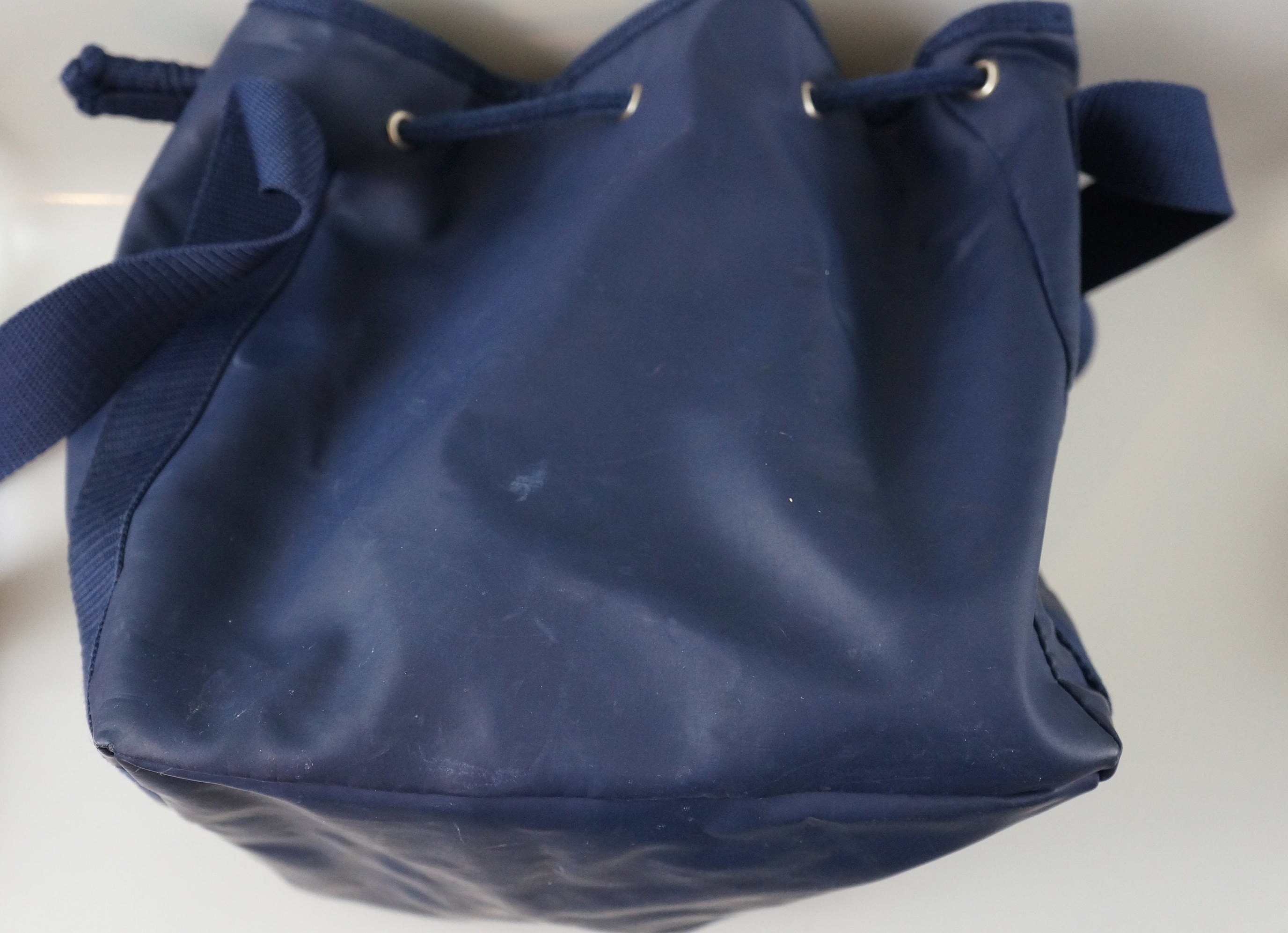 Ralph Lauren Polo Sport VTG Drawstring Bucket Shoulder Bag Spell-out Blue