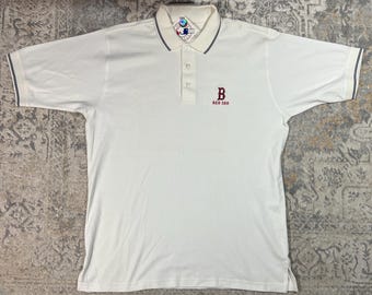 Polo de béisbol vintage de los Boston Red Sox Lee Sport MLB, talla XL, blanco