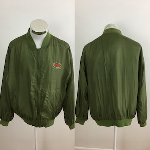 Vintage Perry Ellis Green Silk Full Zip Jacket Size Medium