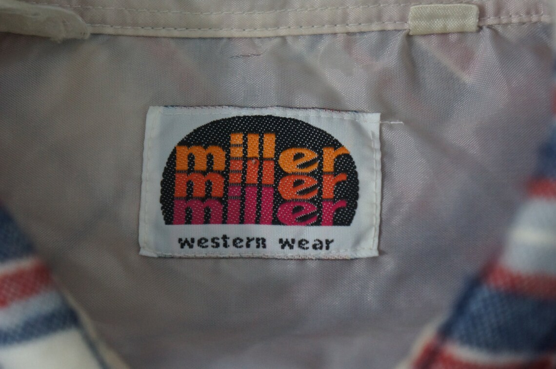 Chemise Western Miller Miller Miller - Manches Longues, Col Snap, Rayures Bleues/blanches - Taille 16.5-34