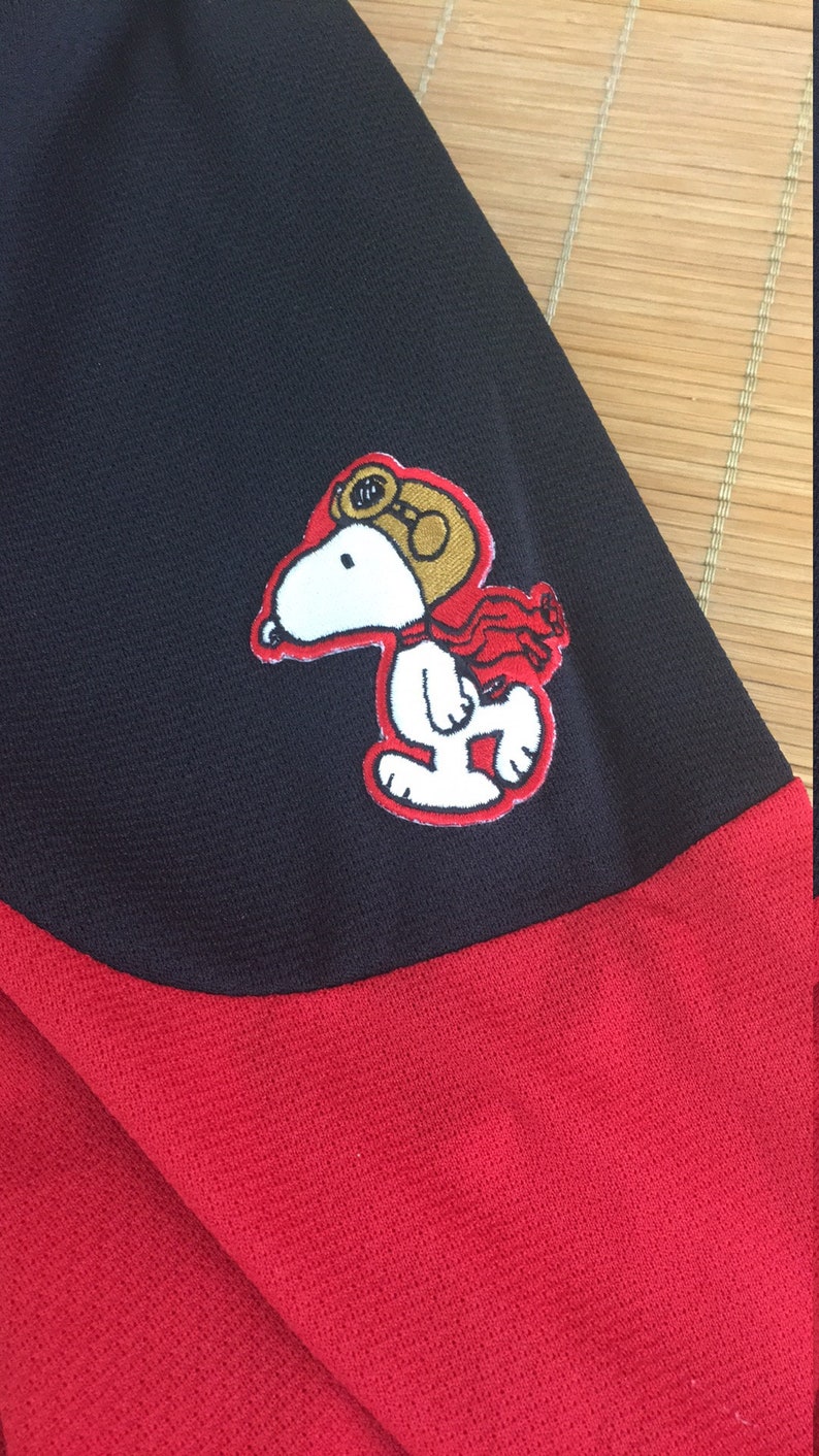 Athletic Knit Snoopy Hockey Jersey Red Barons Johnson #10 Size XL