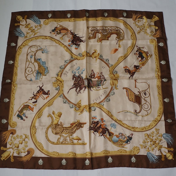 Hermès J Abadie Plumes Et Grelots silk scarf