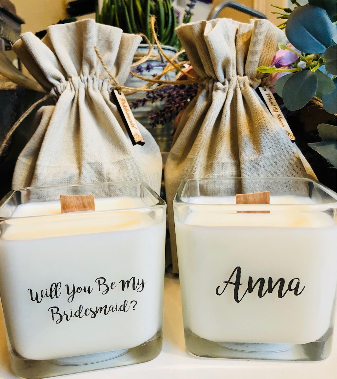 Custom Candle Name Candles Personalized Candles Bridesmaid Etsy