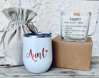 Best Aunt Gift Box, New Auntie Gift Box, Custom Scented Soy Candle, Custom Tumbler Gift for Aunt, Aunt Birthday Gift, Custom Auntie Gift Box