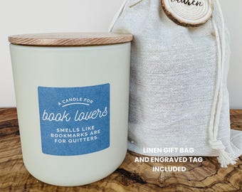 Funny Book Lovers Candle Gift, Reader Candle Gift Set, Cozy Reading Candle with Funny Label, Bookish Gift with Bag and Engraved Tag