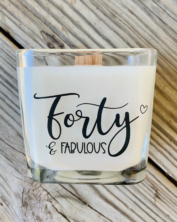 40th Birthday Gift Forty And Fabulous Birthday Candle Gift Etsy
