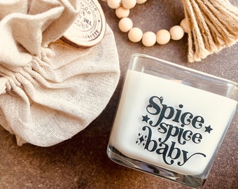 Spice Spice Baby | Fall Candles | Fall Candles Soy | Fall Candle Holders | Fall Candle Labels | Cozy Season Candle | Woodwick Candles |