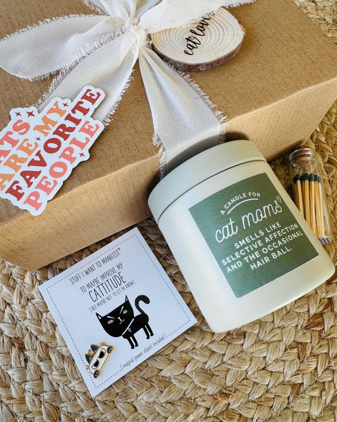 Cat Lover Gift Box: Candle, Cat Charm, Matches & Sticker Set - Etsy