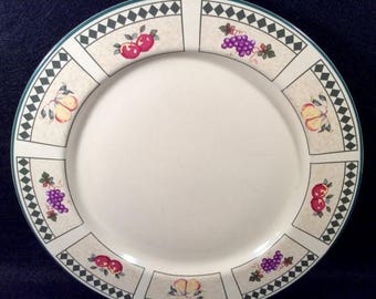 ON SALE Newcor FRUIT Checks Dinner Plate Treasures for the Table 10 5/8 inches in diameter Dinnerware Excellent Condition