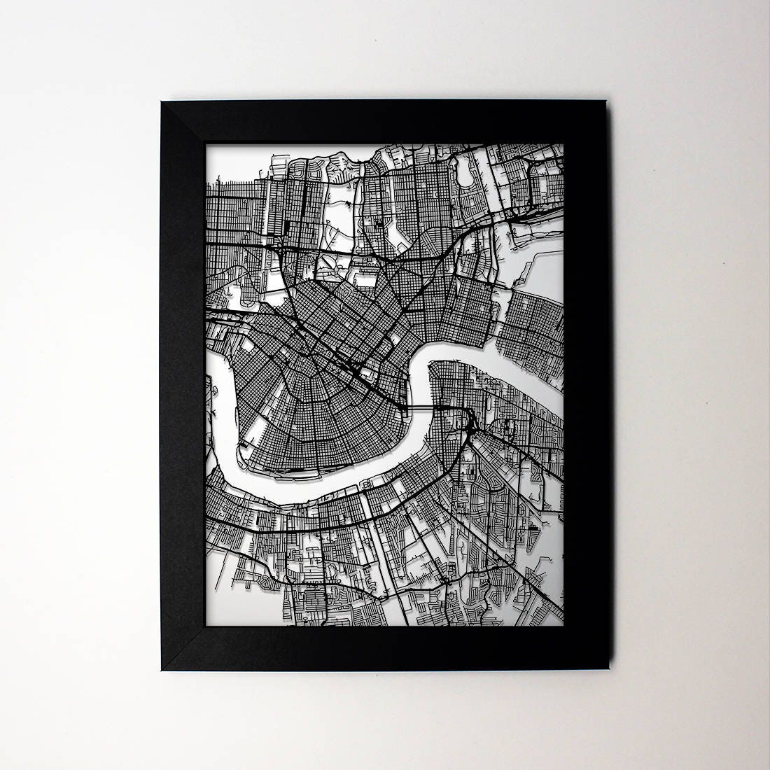 New Orleans Louisiana laser cut street map minimalist art Etsy