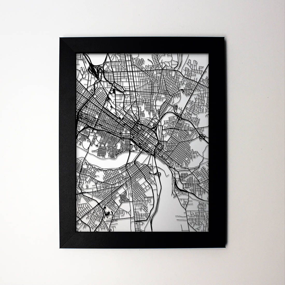 Richmond Virginia laser cut street map modern art custom Etsy