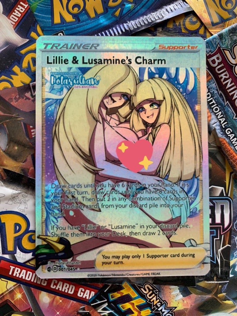 Orica Custom Full Art Trainer Lillie & Lusamines Charm Etsy