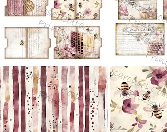 Digital Download Folders KIT ~ Printable Junk Journal Pages~Nastolgic Gifts~Journal Paper~Scrapbooking Postcards~Cottage craft paper Prints