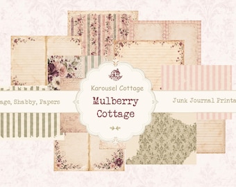 Mulberry Cottage Vintage Papers~Dainty Junk Journal Paper ~ Shabby Papers~Karousel Cottage Printable Digital Downloads