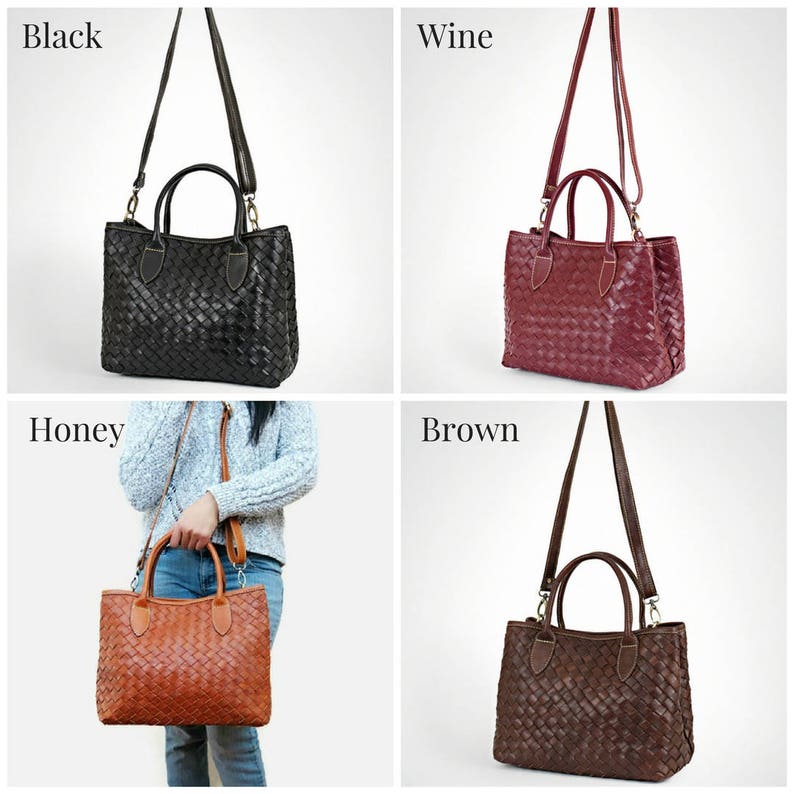leather tote Handmade woven leather bag leather bag women work leather tote medium leather bag brown leather tote bag for women