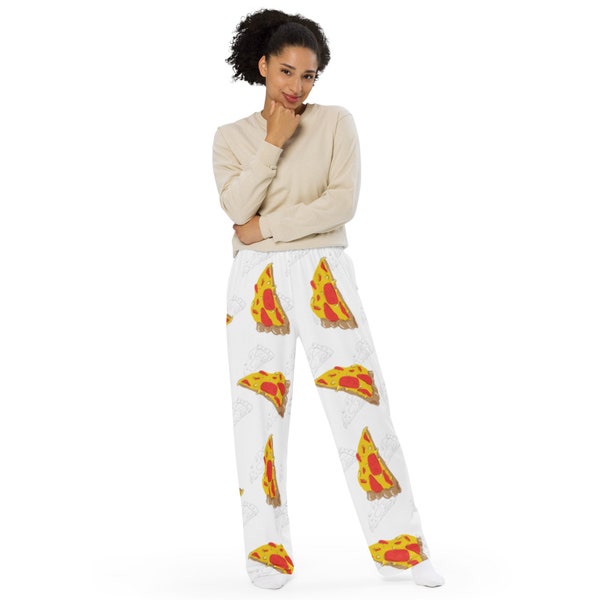 Pizza print unisex wide-leg pants