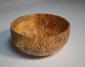 Cuenco artesanal de madera de álamo veteado / Decoración rústica torneada en madera / Regalo único