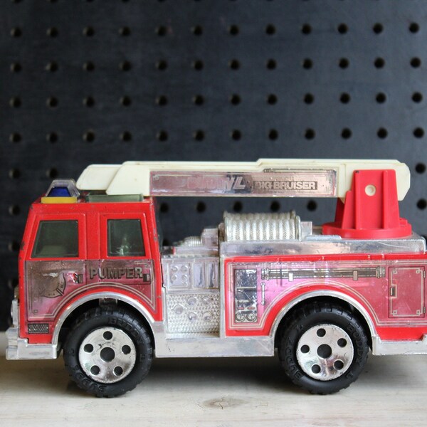 1980s Vintage Toy Firetruck, Buddy L Big Bruiser Pumper Truck, Red Metal and Plastic Buddy L Fire Truck Toy, Fireman Firefighter's Gift