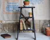 Vintage Small Black Ladder, Small Wooden Ladder, Folding Wood Ladder, Step Ladder, Shelving, Barn Seating, Porch, Farmhouse Kitchen Stool