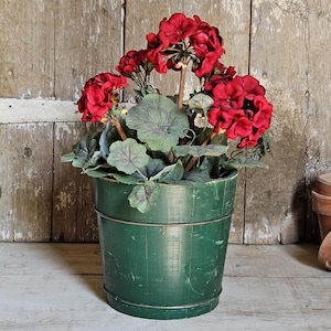 Vintage Green Wooden Planter, Wood Bucket Planter, Barrel Flowerpot from 1970s Garden Shop, Porch Decor, Choose One Country Green Planter
