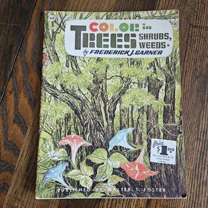 Vintage Color in Trees Shrubs Weeds Book by Frederick Garner, How to Draw Book, Walter Foster Art Book, 1960 Large Softcover Book for Artist
