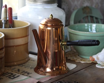 Vintage Copper Turkish Coffee Pot, Copper Coffee Pot with Side Pour Handle, Copper Dallah, Coppercraft Coffee Server, Coffee Bar, Exc Cond