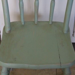 Vintage Small Green Wooden Farmhouse Chair, Child's Green Wood Chair, Kid's Wooden Chair, Children's Windsor Chair for Farm Kitchen or Porch image 8