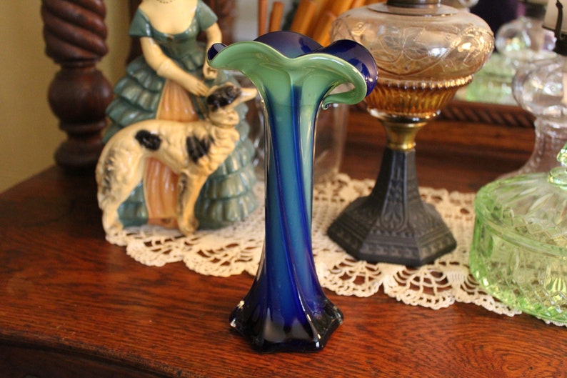 Vintage Jack In The Pulpit Vase Blue Jack In The Pulpit Vase Etsy