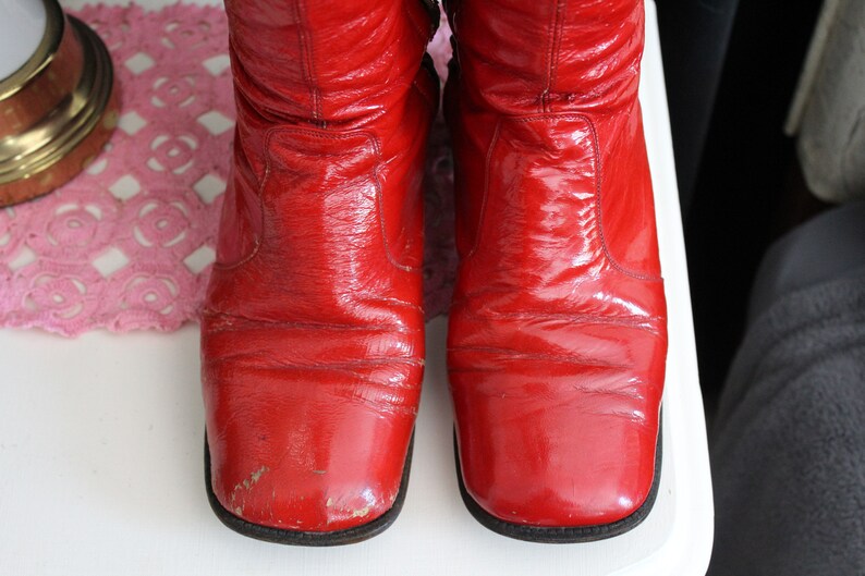 Authentic 1960s Red Go Go Boots With Cat's Paw Heel Etsy