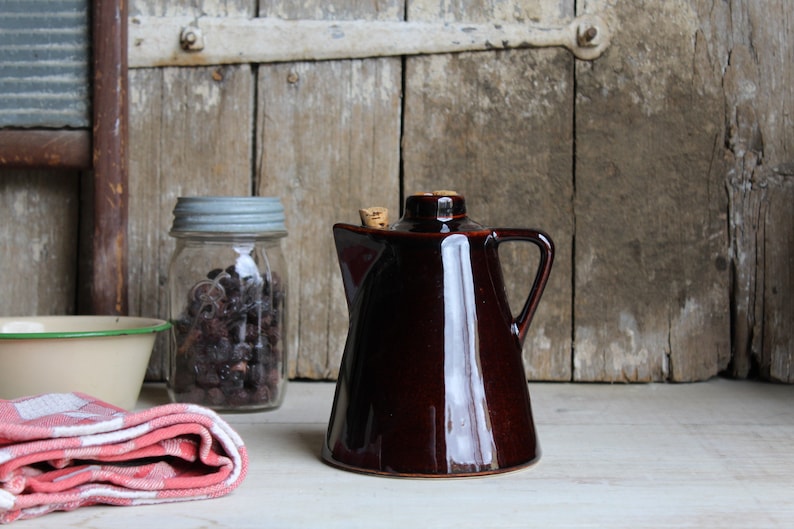 Vintage Brown Pottery Faux Coffee Pot Ceramic Liquor Etsy