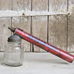 Vintage Pump Pesticide Sprayer with Glass Jar, Hudson 2 Spray Insect Sprayer, Insecticide Duster, Bug Control Pump Sprayer, Farmhouse Prop