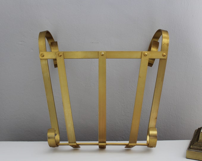 Midcentury Metal Hanging Magazine Rack, Vintage Wall Mount Magazine