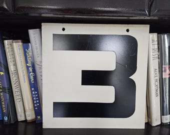 Choose One Scoreboard Number, Vintage Black and White Marquee Numbers on Board w/ Hanging Holes, Placard Numbers, 3 or 4 Price Signs