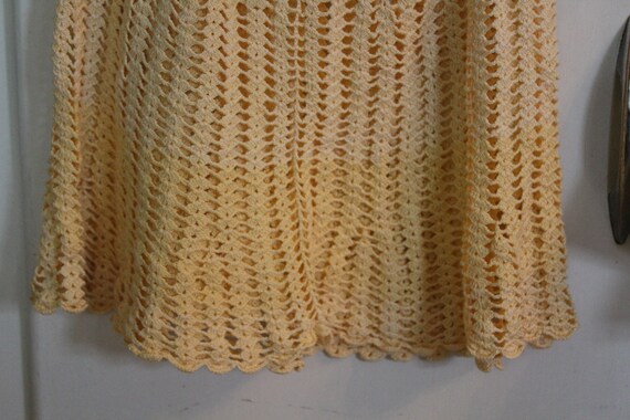 Vintage Yellow Crocheted Baby Dress with White Ri… - image 4