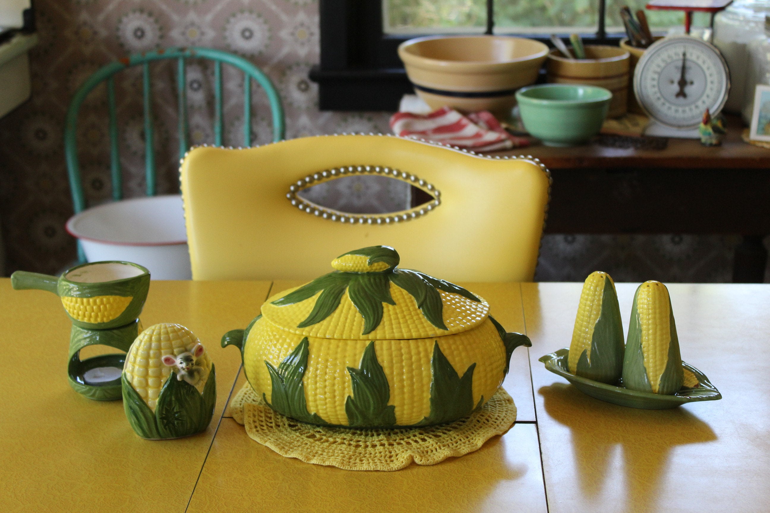 ハーマンミラー sweet corn 1970 Vintage Corn on the Cob Set, Ceramic Corn Tureen or Covered