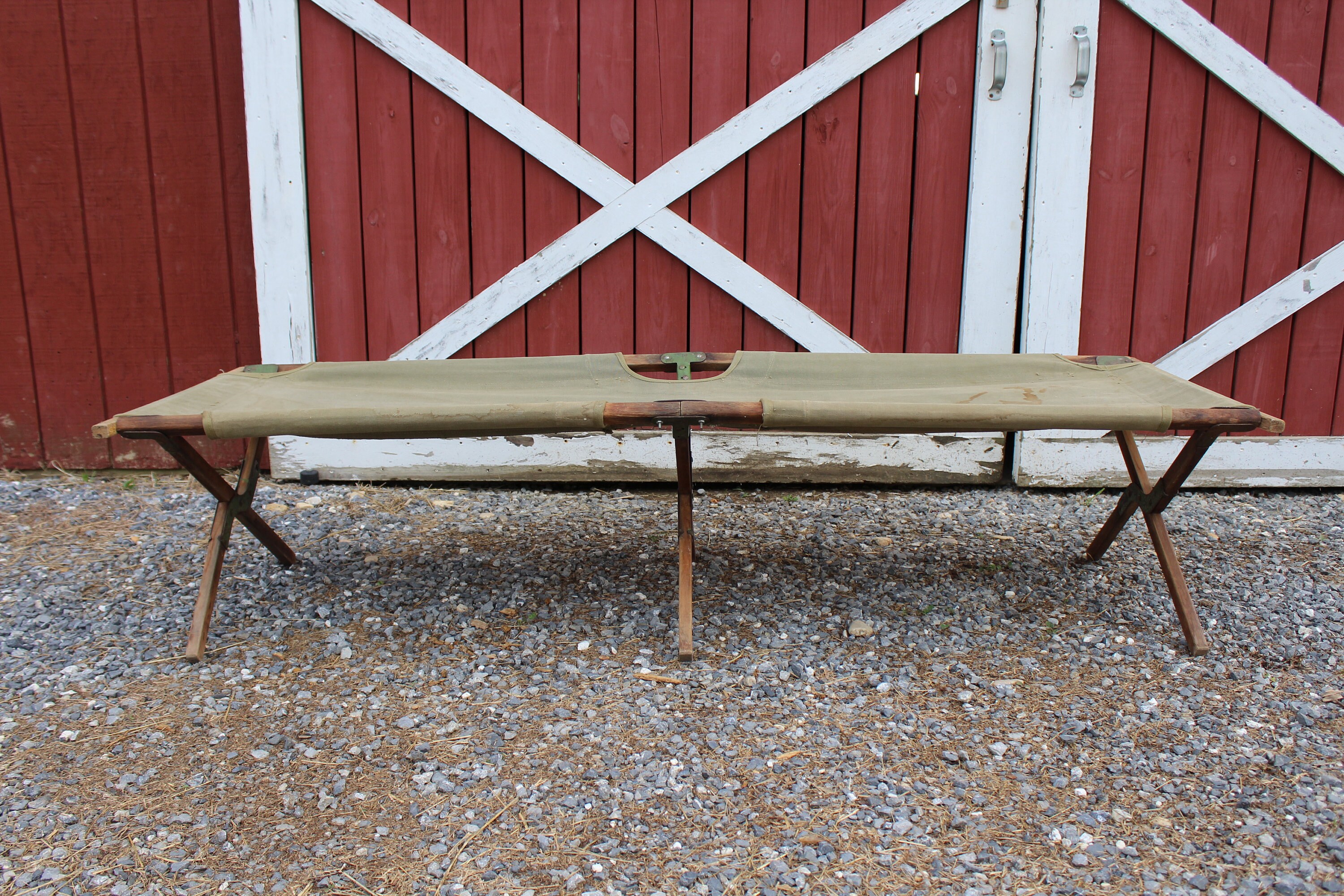 RESERVED 1944 Olive Green Army Cot Crawford austin Military Cot