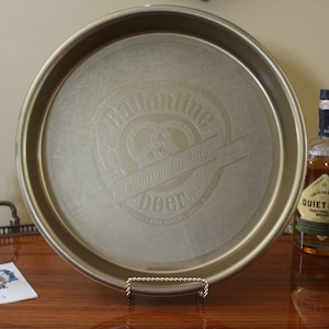 1970s Vintage Ballantine Beer Tray, New Old Stock Beer Tray, Gold Plastic Ballantine Beer Tray, Round Cocktail Tray, Drinks Tray, NJ Barware