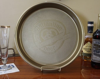 1970s Vintage Ballantine Beer Tray, New Old Stock Beer Tray, Gold Plastic Ballantine Beer Tray, Round Cocktail Tray, Drinks Tray, NJ Barware