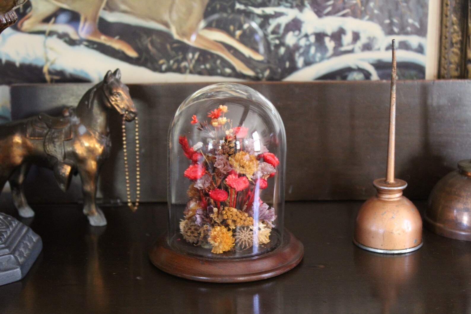 1970s Dried Flower Cloche Vintage Cloche With Dried Flowers Etsy
