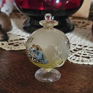 Antique Round Ball Shaped Snuff Bottle with Handles, Vintage Snuff Bottle, Asian Reverse Painted Snuff Bottle, Chinese Glass Snuff Bottle