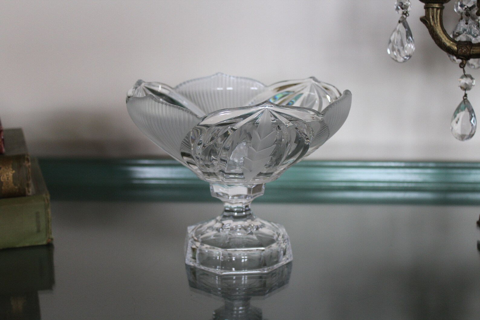 Vintage Lead Crystal Pedestal Bowl Lalique Style Crystal Etsy